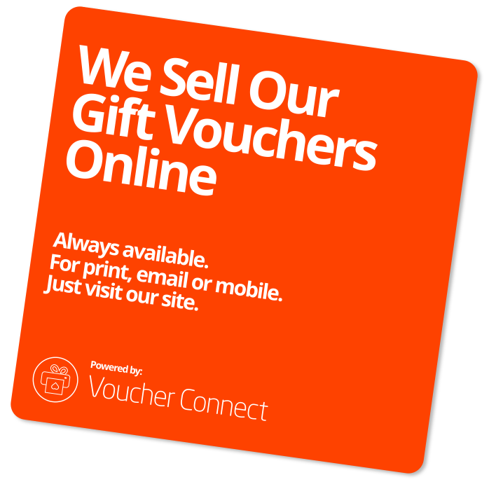 Orange Voucher Connect grid letter advertising the sale of gift Voucher online