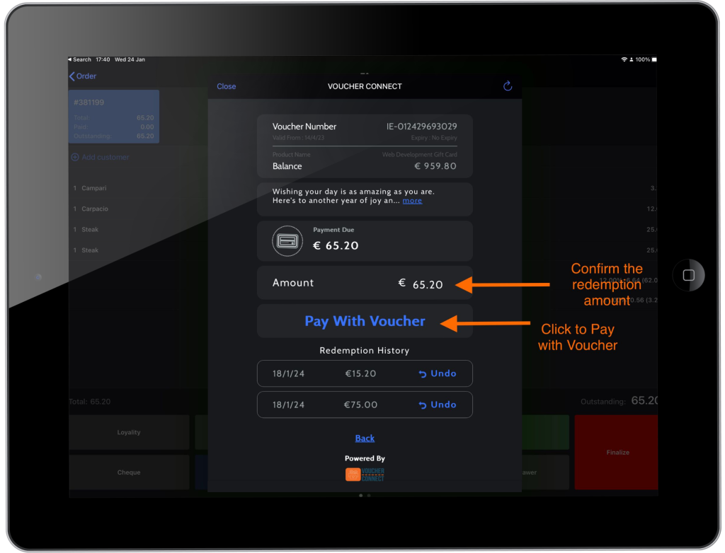 How to pay with a Voucher Gift Card