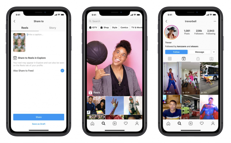 Instagram Dashboards and interactions displayed on iPhone
