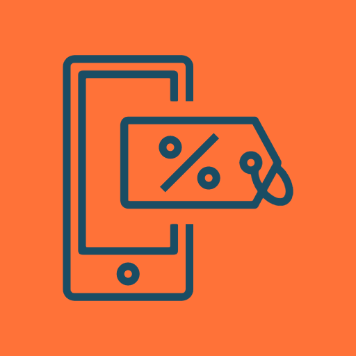 Orange background with blue phone on offer icon