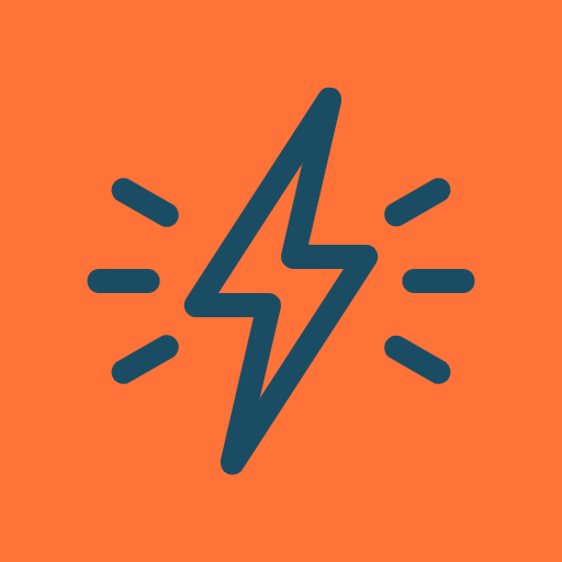 Orange background with a blue shining lightning