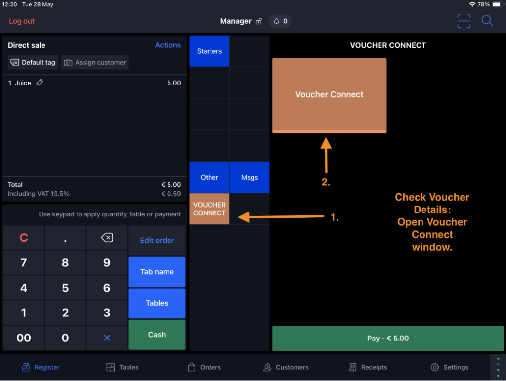 check voucher details lightspeed k-series 1