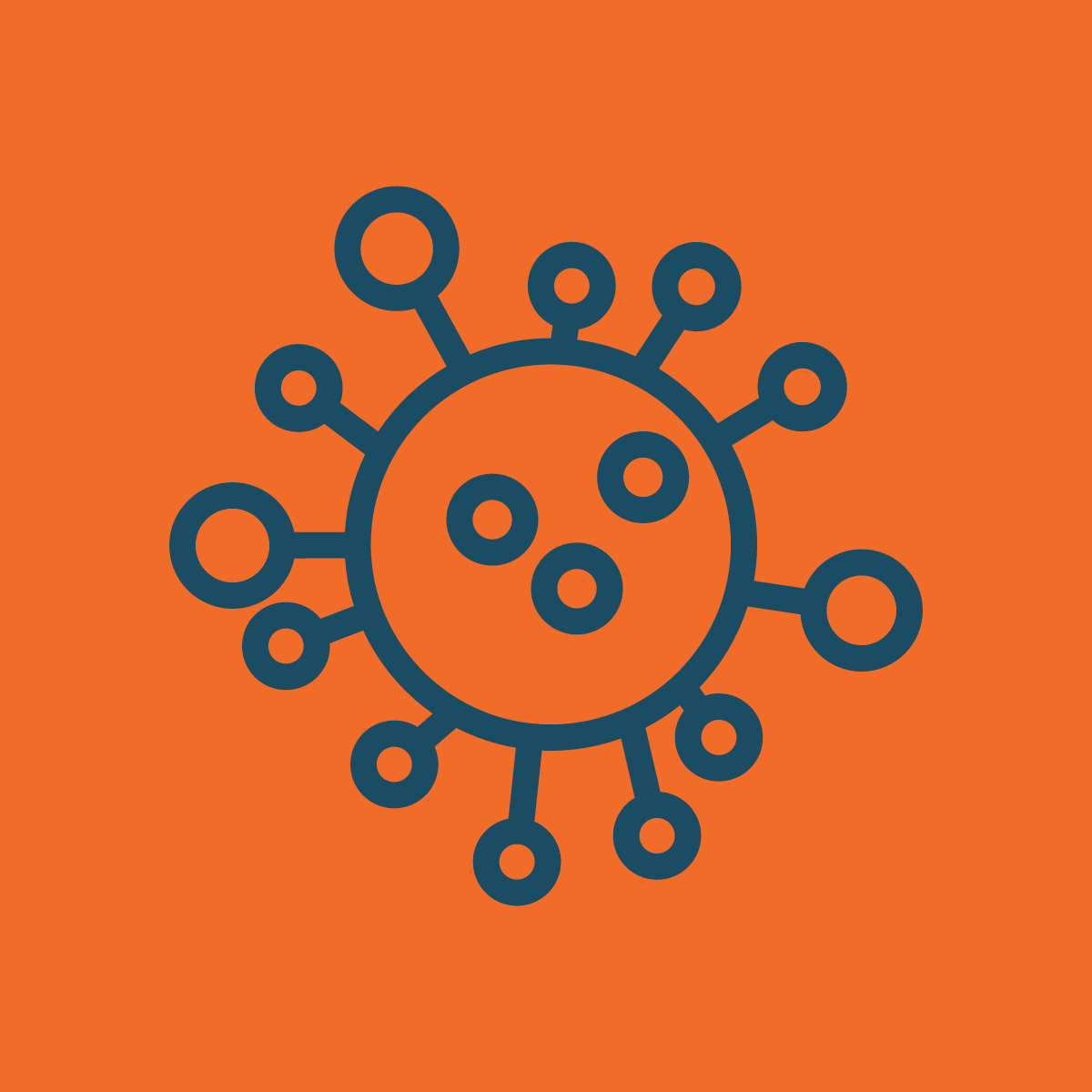 Orange background with Virus blue icon